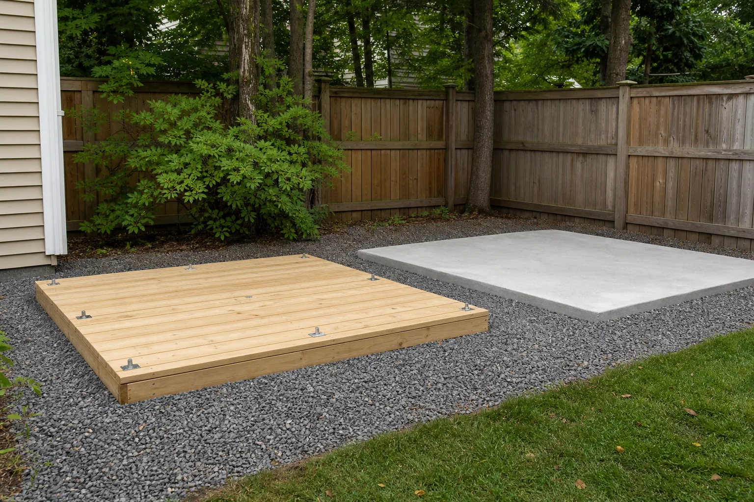 Resin shed foundations: gravel, concrete, or wood platform?