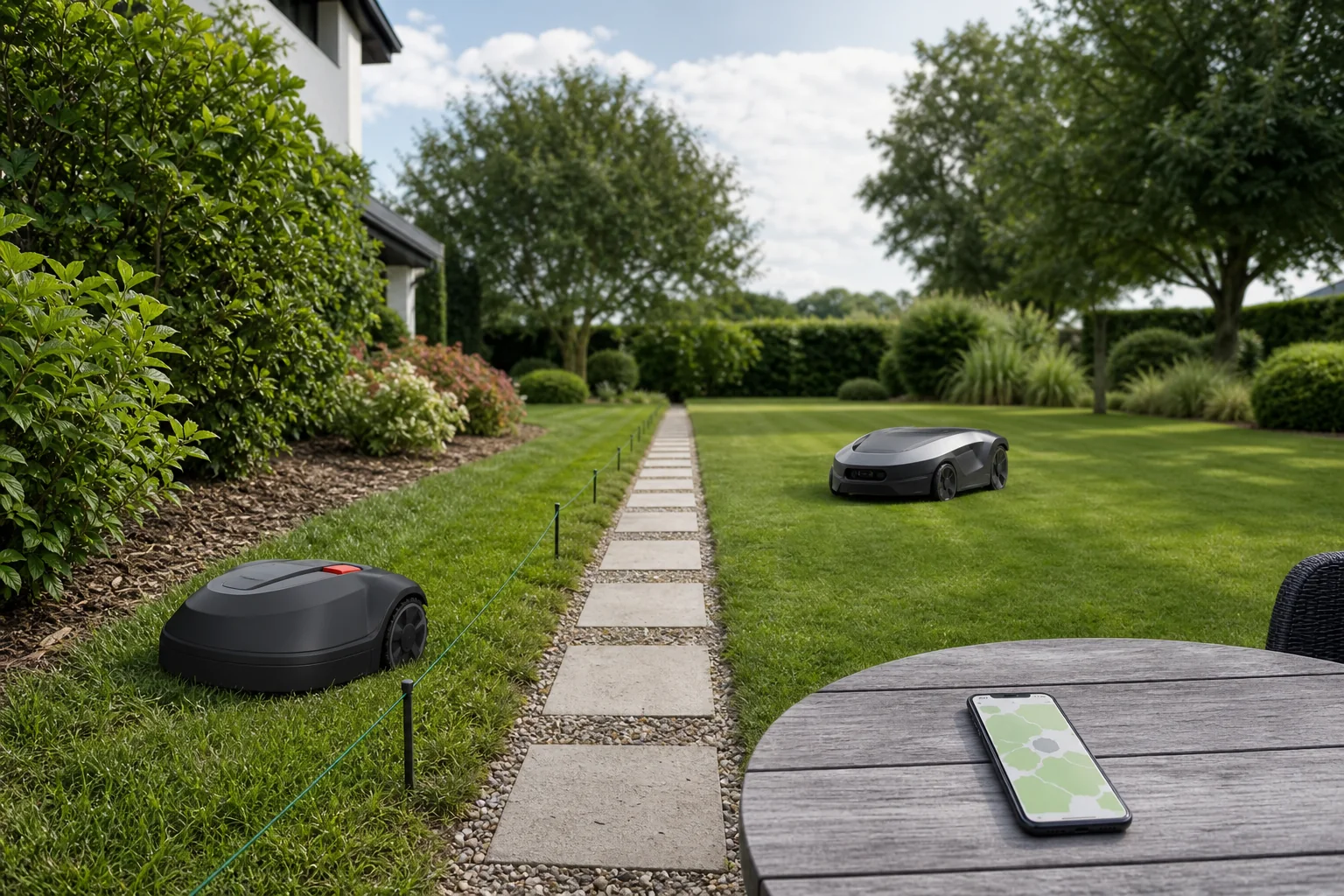 Boundary wire vs. wire-free robot mowers
