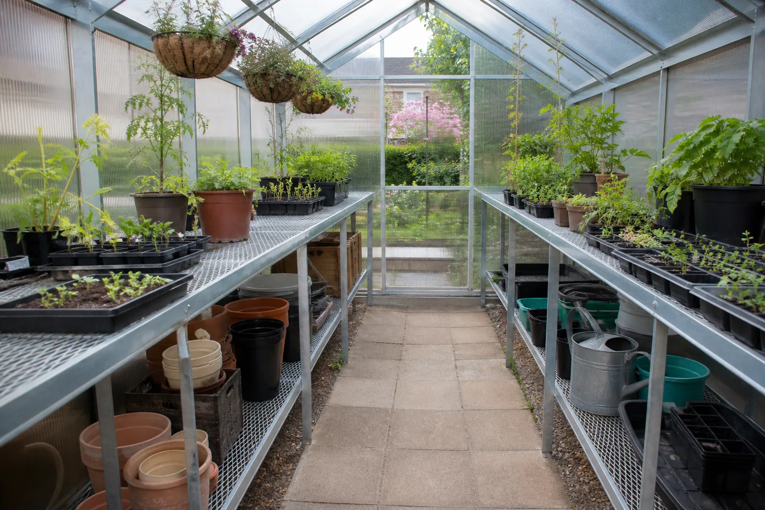 Greenhouse benches and shelving: choose layout, material, and load